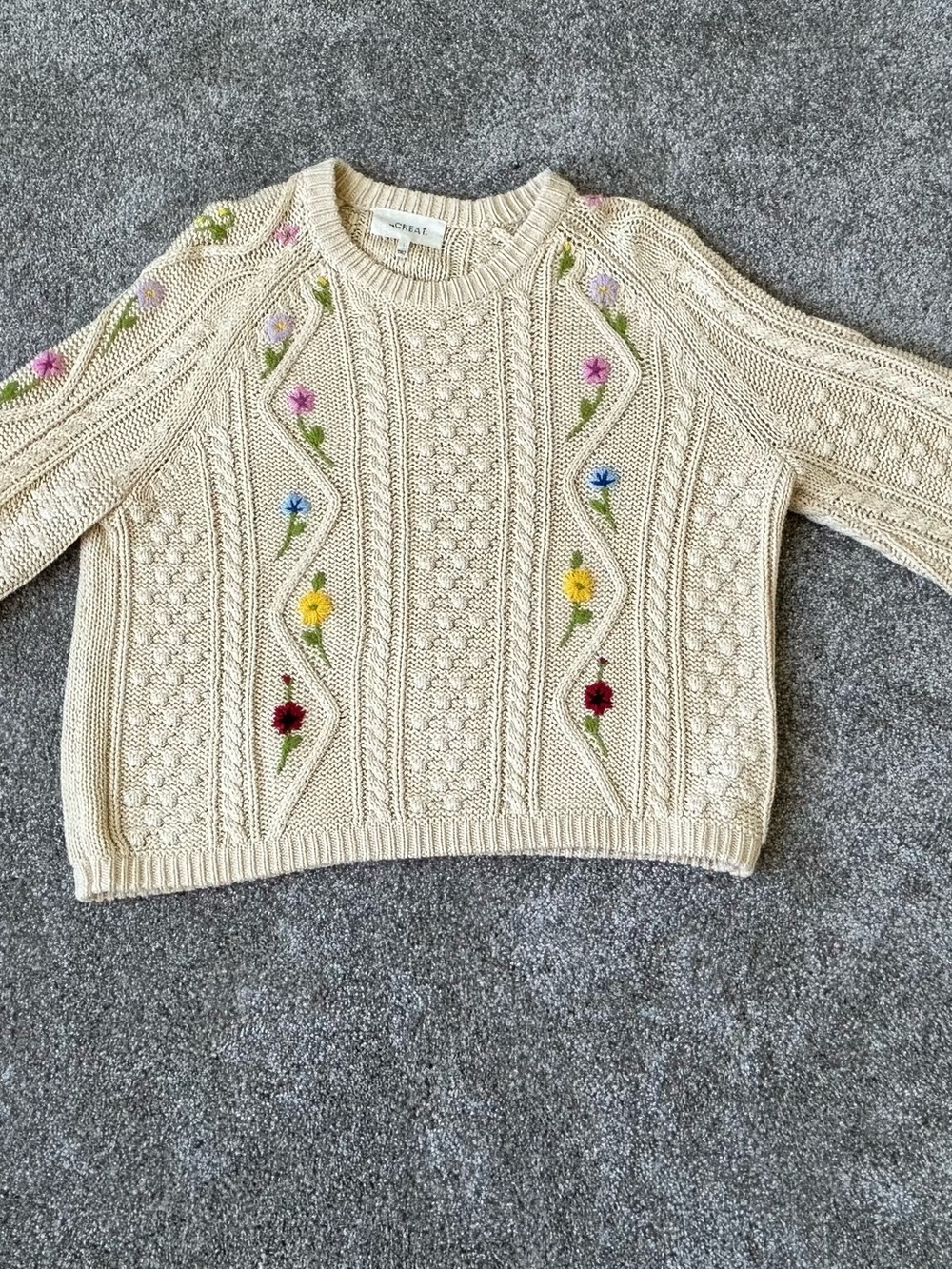 The Great Floral Cable Knit Sweater - Picture 3 of 9